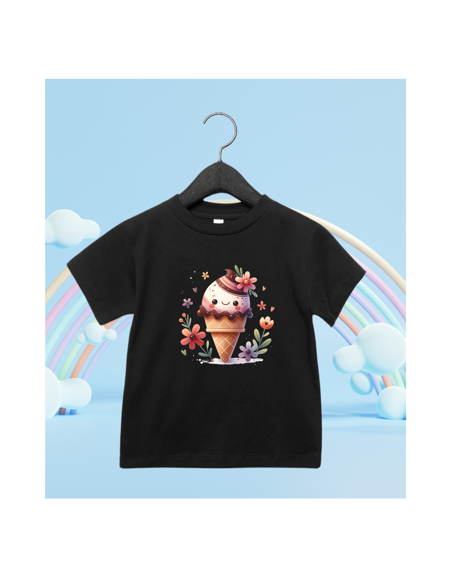 TODDLER FLOWERED ICE CREAM T-SHIRT